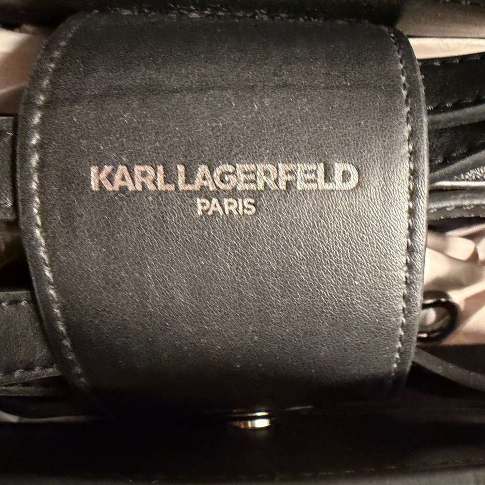 Karl lagerfeld Black leather Chain Satchel Crossbody Purse Cerise LH4DA5DL2fq - Picture 7 of 12